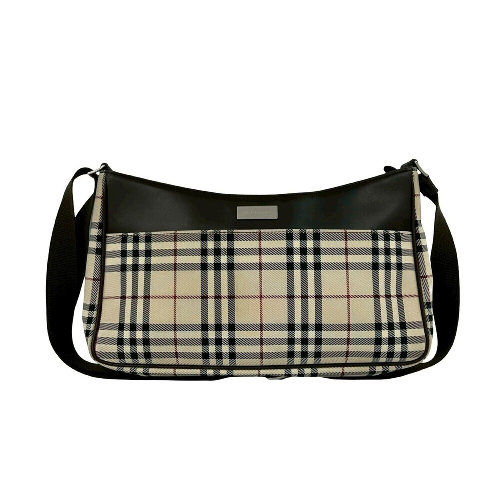 BURBERRY Nova Check pattern, logo hardware, canvas and leather shoulder bag/s...